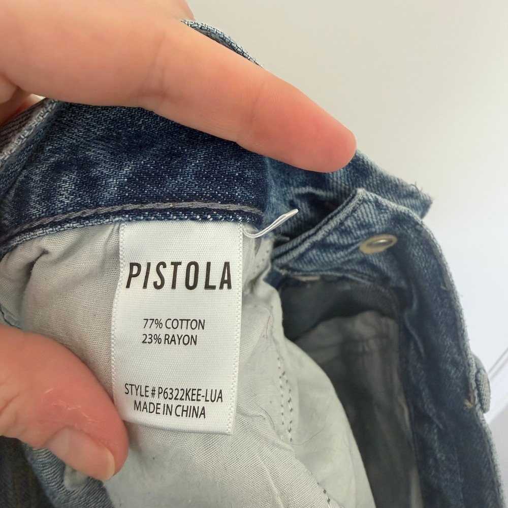 PISTOLA High Rise Straight Leg Jeans Distressed Blue‎ Size 26 - Picture 6 of 9